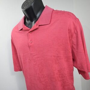 Bugatchi Uomo Golf Polo Geometric Striped Short Sleeve Red Mens Size XL